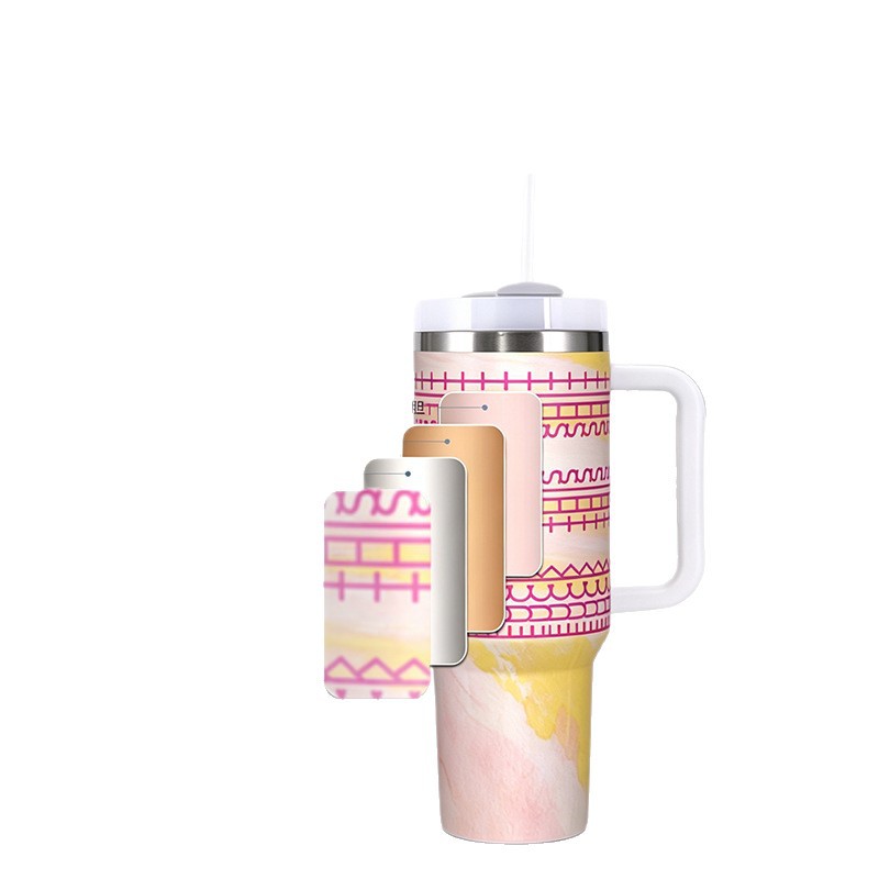 Inventario transfronterizo letras ocultas 40oz taza de automóvil mango de paja taza de aislamiento de frío Taza de aislamiento de hielo Big Mac Taza personalizada