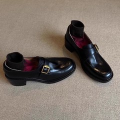 羊皮版 ~ 学院風jk制服靴女性太さと厚い底が高くなります。
