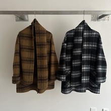 格子苏力羊毛羊绒大衣外套女25冬季双面羊绒大衣外套女不退换