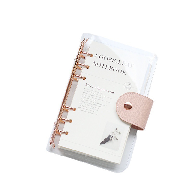 Simple transparente de alta apariencia estudiante de pvc transparente shell 6 agujeros de hojas sueltas portátil extraíble b5 cuaderno a5 diario