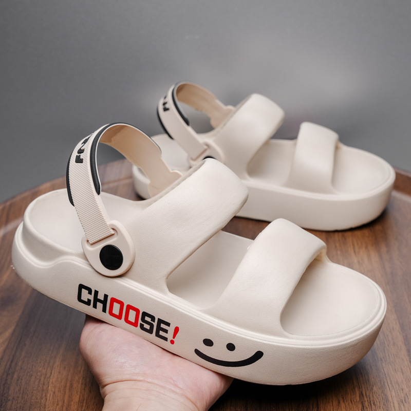 Smiley estampado casual al aire libre plataforma pareja chanclas transfronterizas nuevas sandalias y zapatillas de verano para hombres y mujeres