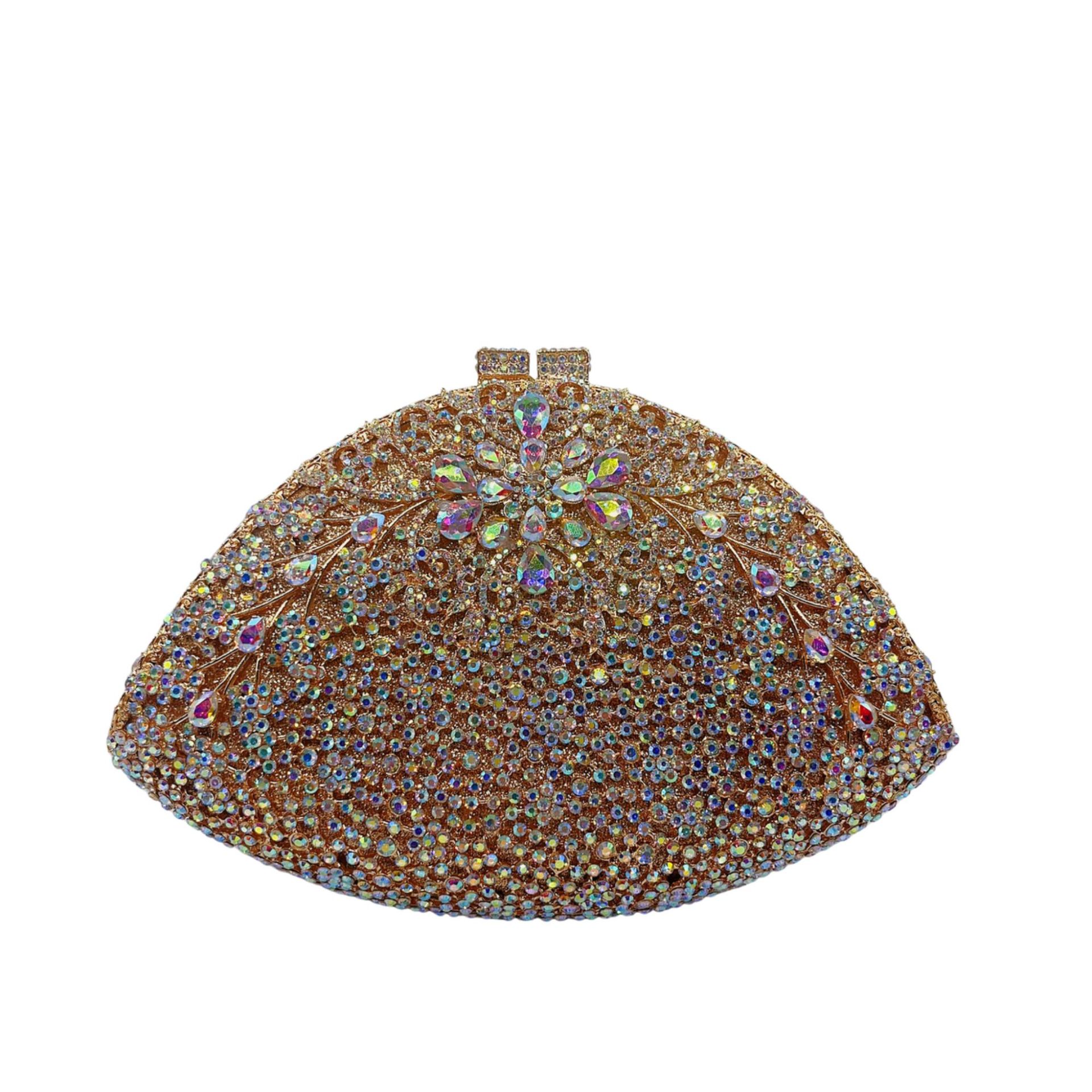 Túi clutch dạ hội đính kim cương hoa tử đằng phong cách Âu Mỹ — Màu vàng kim, Vàng AB, Đế vàng kim cương, Xanh nước hồ chi tiết 7
