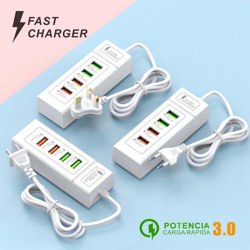 New mobile phone 4usb charger multi-port fast charging plug suitable for Apple Android universal charger portable New mobile phone 4usb charger multi-port fast charging plug suitable for Apple Android universal charger portable
