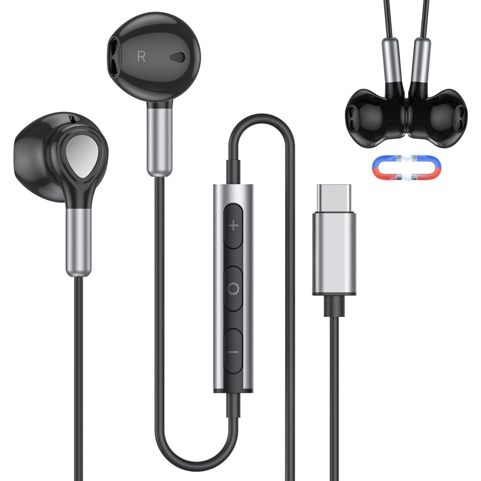 Nuevo auricular atado con alambre in-ear digital del typec transfronterizo para las auriculares del juego de Samsung Google del iPad con el micrófono