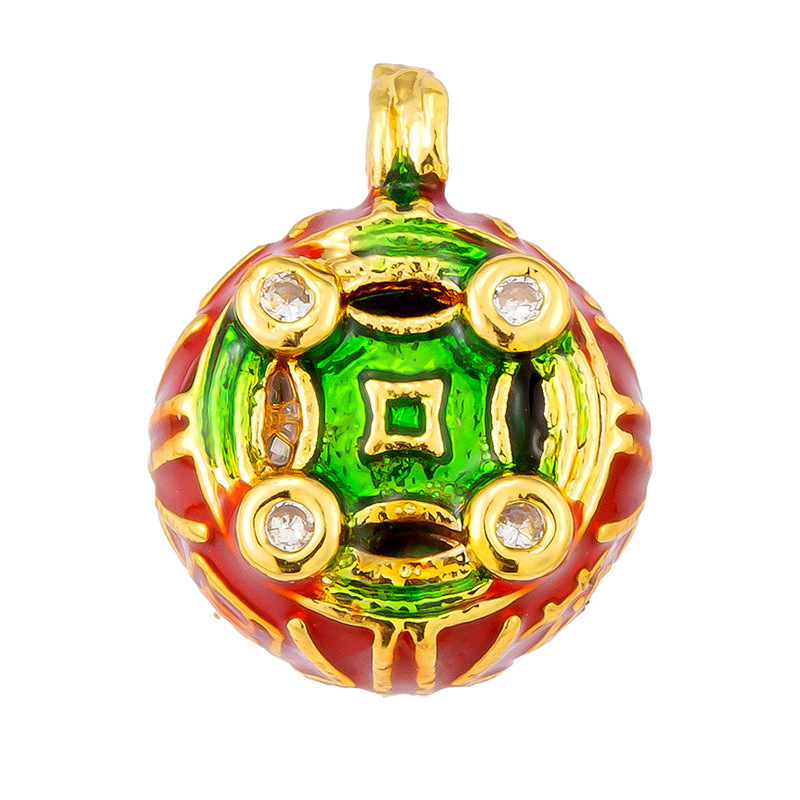 Antiguo método oro goteando aceite azul quemado colgante cuentas Dios de la riqueza atrapador de sueños flor cuentas de tambor accesorios de bricolaje joyería de transferencia