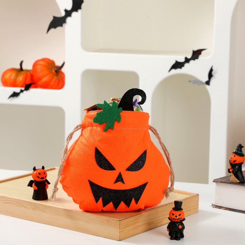 ハロウィンキャンディバッグポータブルカボチャバッグ不織布カボチャバンドルポケットキャンディバッグハロウィンデコレーションギフト|undefined