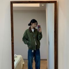 早秋小个子新款复古潮流夹克宽松拼接外套女ins休闲百搭夹克上衣
