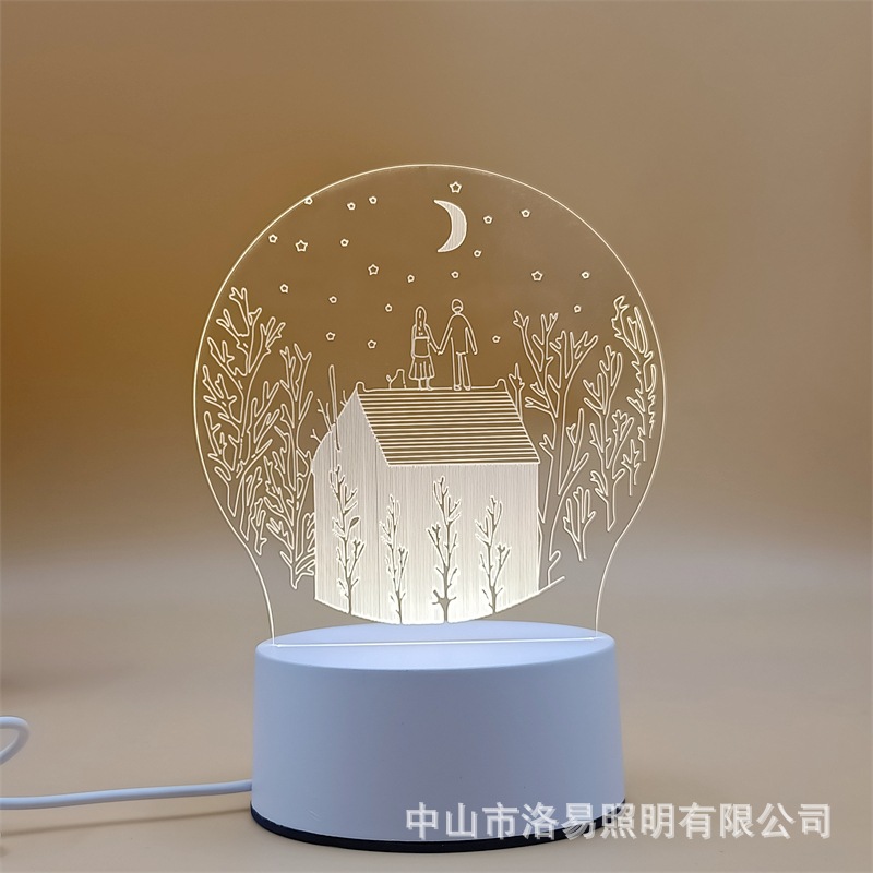 3D lámpara de noche acrílica atmósfera regalos de cabecera atmósfera lámpara de evento regalos al por mayor DIY lámpara de escritorio ideas de Navidad