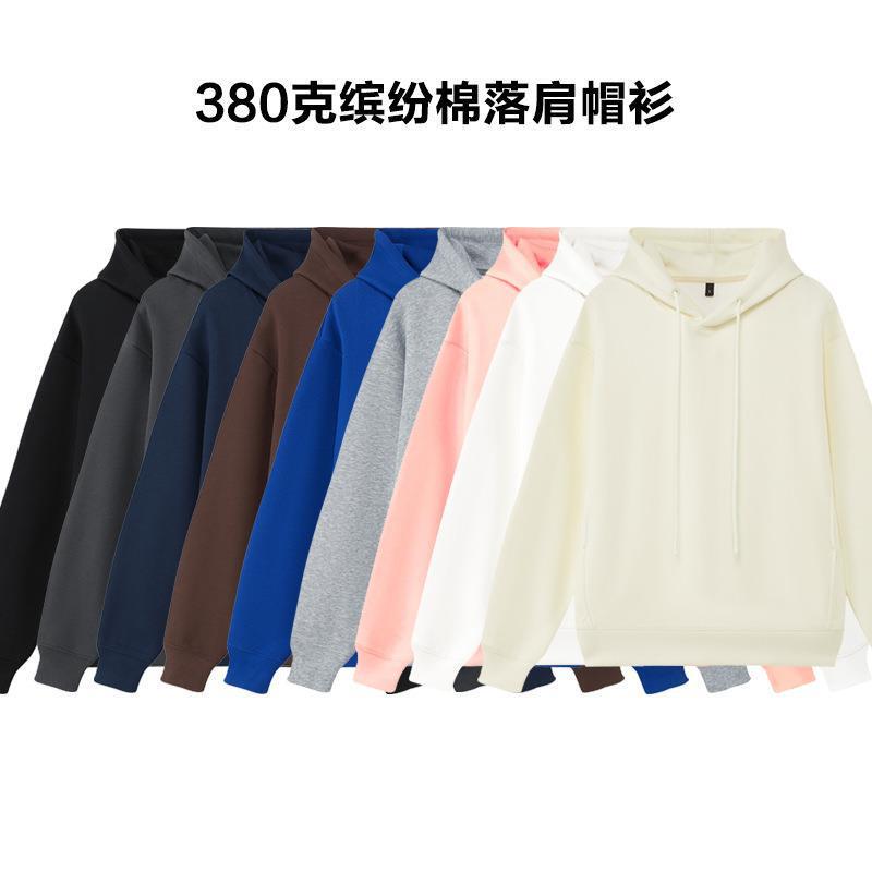 Autumn and winter heavy loose 380g shoulder hooded pullover sweater men's Japanese small fresh student hoodie long sleeve women