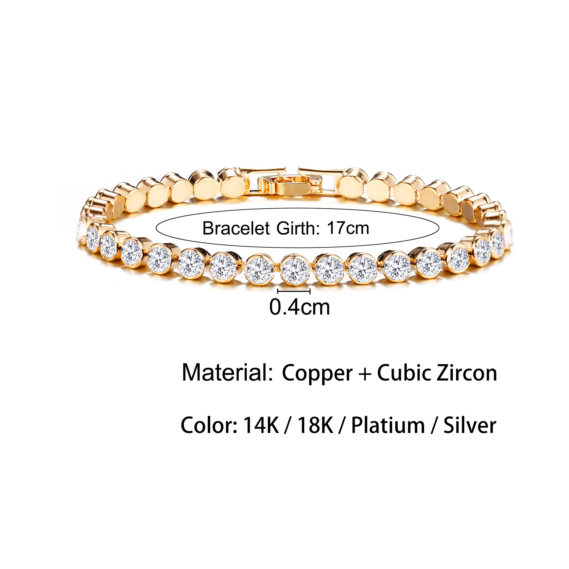 Fashion Geometric Copper Gold Plated Zircon Bracelets 1 Piece
