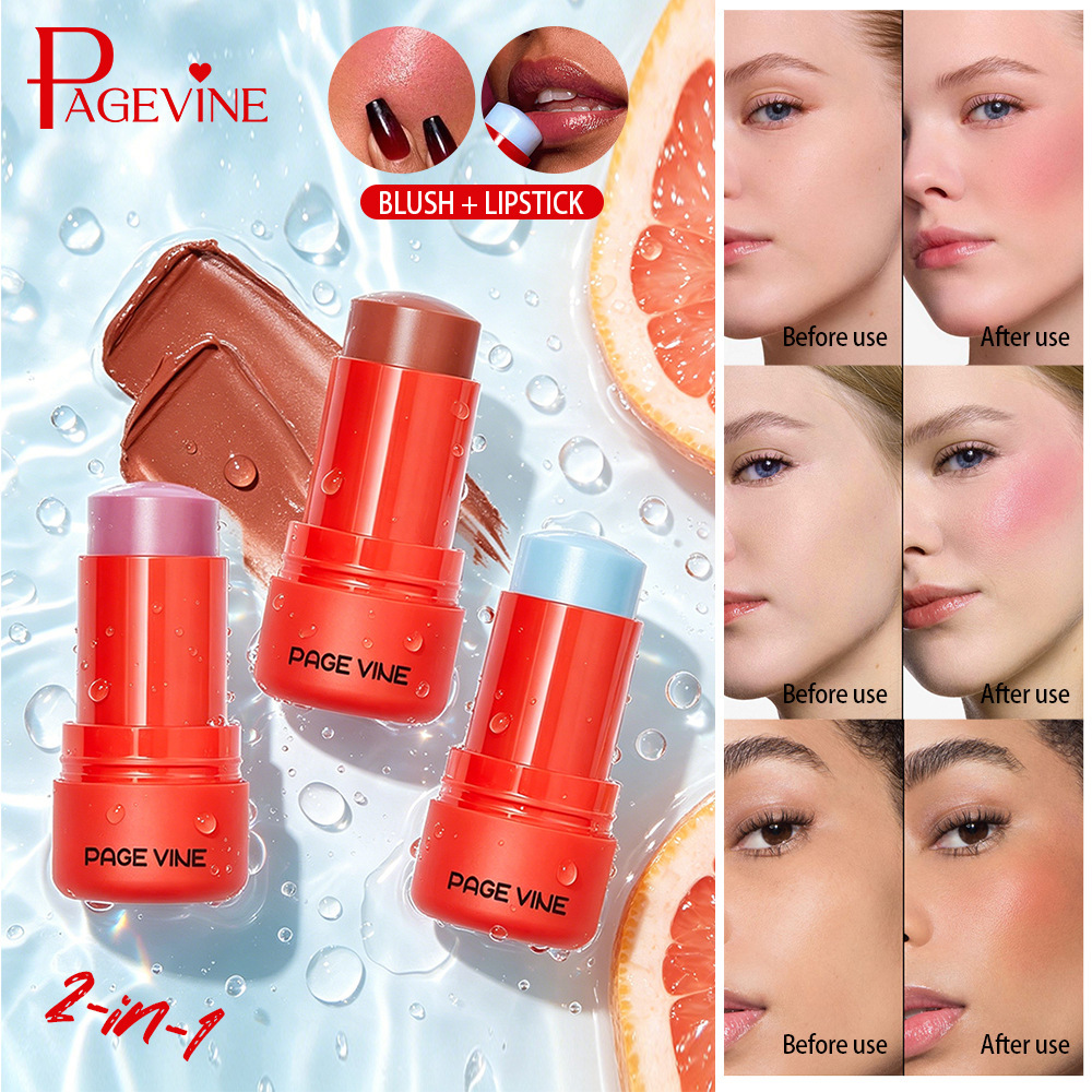 Maquillaje transfronterizo PAGE VINE labios y mejillas doble uso blush lipstick color de color de maquillaje cambio de color carmesí comercio exterior al por mayor