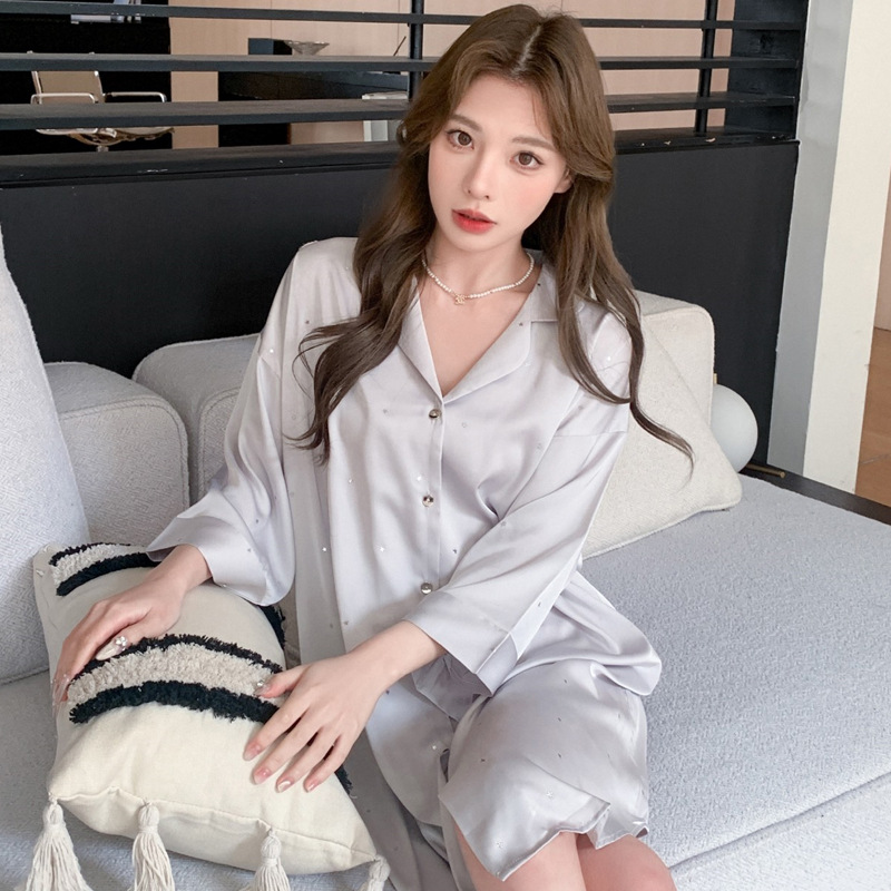 스팽글 스타 그레이 셔츠 드레스