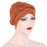 AliExpress новая разноцветная шапка-полотенце с блестками однотонная мусульманская маленькая шапочка с косами