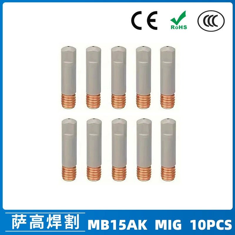 MB15AK проводящее сопло MIG, аксессуары для сварочного пистолета с газовой защитой, проводящее сопло 0,8/1,0/1,2, покрытое проводящее сопло, 10 шт.