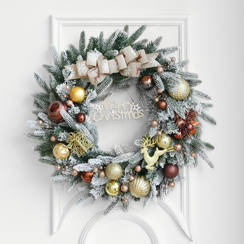Nueva Corona Navideña para Puerta de 50/60 cm, Decoraciones Navideñas, Corona de Nieve, Adornos Colgantes, Decoración para Escenarios