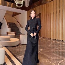 亚马逊欧美跨境2025年秋季新款优雅高贵柔美长袖长裙套装连衣裙女