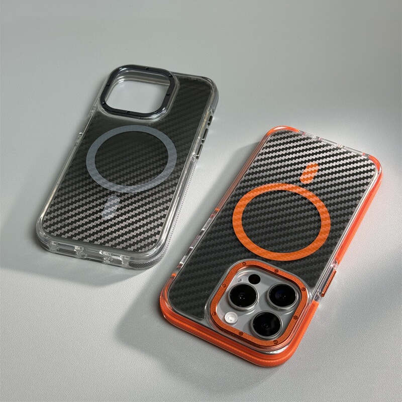 Suitable for Iphone17Promax Mobile Phone Case Carbon Fiber Pattern Pc Magnetic Suction Apple 14 Airbag Anti-Fall Protective Cover 15 Suitable for Iphone17Promax Mobile Phone Case Carbon Fiber Pattern Pc Magnetic Suction Apple 14 Airbag Anti-Fall Protective Cover 15