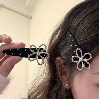 波点闪钻花朵发夹女前额侧边发卡刘海夹碎发边夹2026新款高端发饰