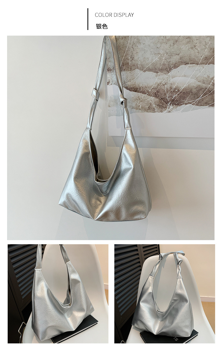 Large-capacity commuter bag for women, 2024 new style, fashionable and retro single-shoulder bag, casual and versatile, underarm tote soft leather bag undefined