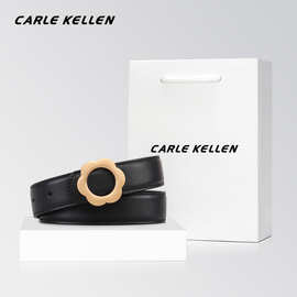 CARLE KELLEN正品皮带女士真皮夏季新款装饰牛仔裤裙高级黑色腰带