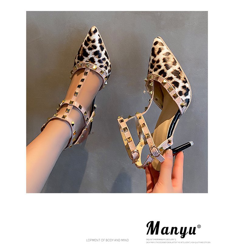 Women's Sexy Leopard Point Toe High Heel Sandals display picture 4