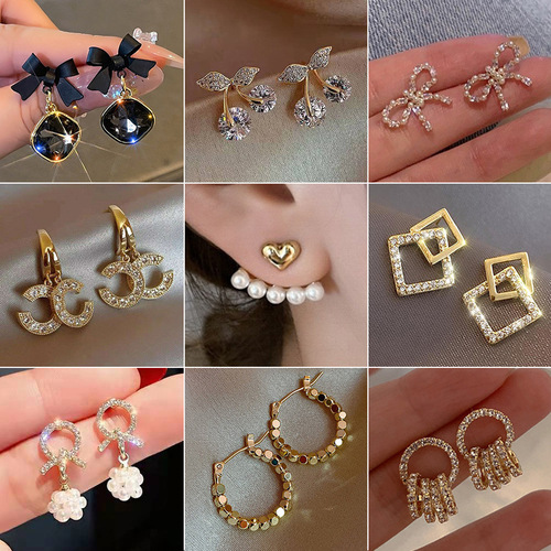 925 silver needle earrings, high-quality, high-end earrings for women, French niche earrings, celebrity temperament wholesale