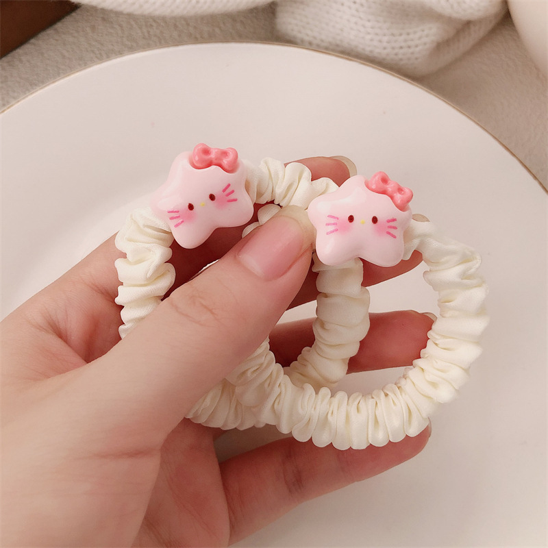 Nuevas lindas estrellas gatos anillo de cabello dulce niña intestino delgado anillo cuerda de cabeza de arco universal correa de cuero adornos de cabello