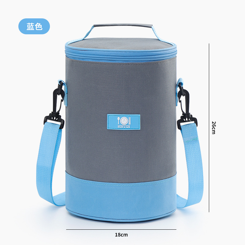 Nueva bolsa de almuerzo de aluminio de gran capacidad bolsa de almuerzo de aislamiento térmico bolsas de barril redondas con cinturón con bolsas de almuerzo explosión de comercio exterior