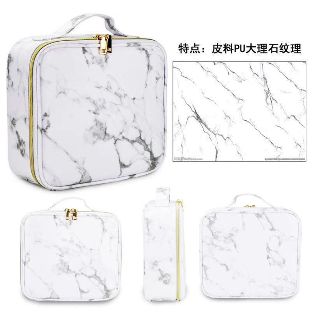 Large-Capacity Cosmetic Bag Pu Waterproof Travel Bag with Compartment Storage Handbag Embroidered Makeup Storage Box Waterproof and Portable