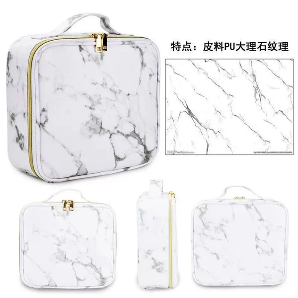 Large-Capacity Cosmetic Bag Pu Waterproof Travel Bag with Compartment Storage Handbag Embroidered Makeup Storage Box Waterproof and Portable