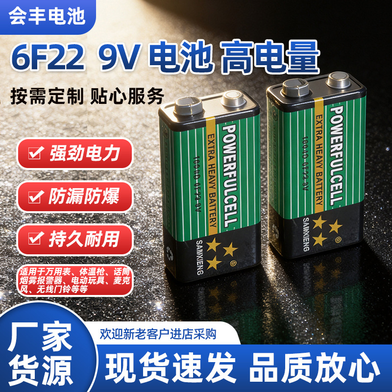 电池9V烟雾报警器万用表电池6F22叠层玩具车儿童遥控器话筒麦克风