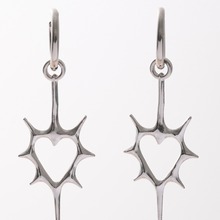 跨境 亚马逊 潮流 时尚朋克风简约合金镂空爱心吊坠 耳环