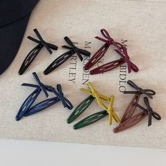 2只装韩版皮质蝴蝶结发夹 时尚bb夹刘海夹侧边夹头饰发饰新款