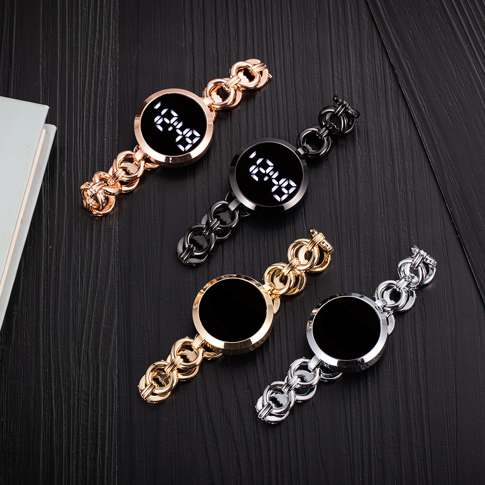 Ordinary Glass Mirror Material Simple Style Solid Color Single Folding Buckle Electronic Women's Watches