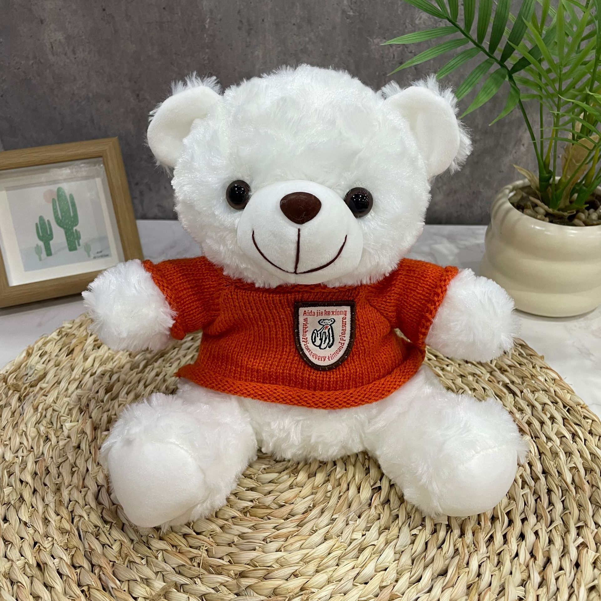 Teddy Bear se puede imprimir LOGO evento de vacaciones muñeca regalo para el hogar adornos de escritorio abrazar juguetes de peluche