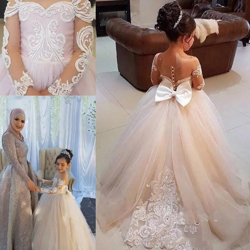 Robe de princesse pour fille avec longue traîne, idéale pour les demoiselles d'honneur, les représentations de piano, les mariages et autres occasions spéciales. Vêtements pour enfants 【Prévente | Expédié sous 15 jours】_voghion.com