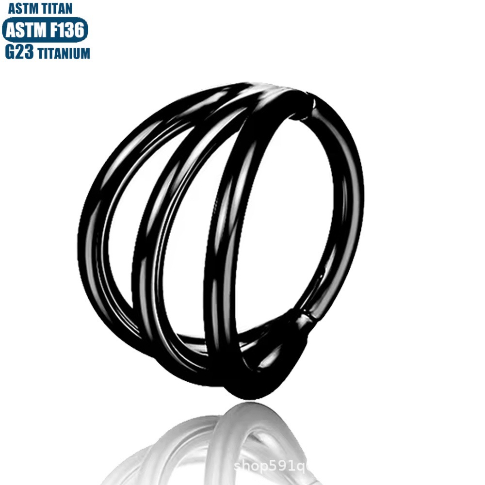 F136 Titanium Hinge Nose Ring Zircon Nasal Septum Ring Three-layer Two-color Seamless Ring Piercing Jewelry Earring detail image 24