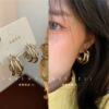 Earrings, retro brand silver needle from pearl, simple and elegant design, Korean style, silver 925 sample, internet celebrity