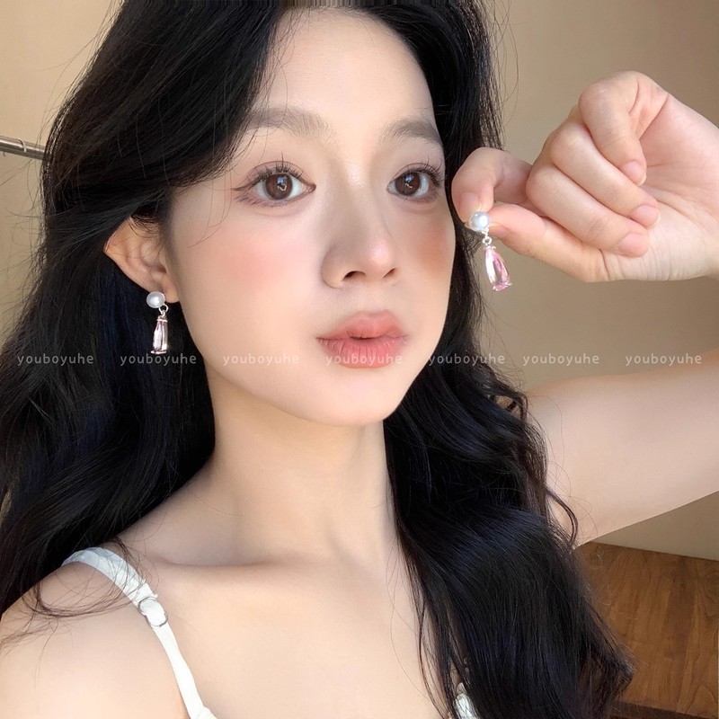 清透感~水滴珍珠耳环女轻奢小众设计银针耳钉巨好看独特精致耳饰|undefined