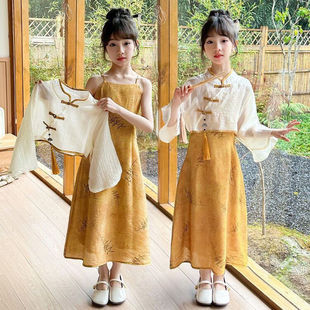 Girls' Hanfu Spring/Summer New Chinese Style Dress 2025 New Children's Outfit Seasonal Two-Piece Set