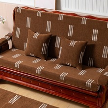 新款红实木沙发坐垫加厚海绵带靠背中式防滑老式联邦连体木椅座垫