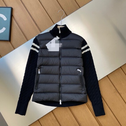 Clearance Sale: 2024 New Wool Knit Patchwork Stand Collar Thin down Jacket, Lightweight down Coat, Winter Style