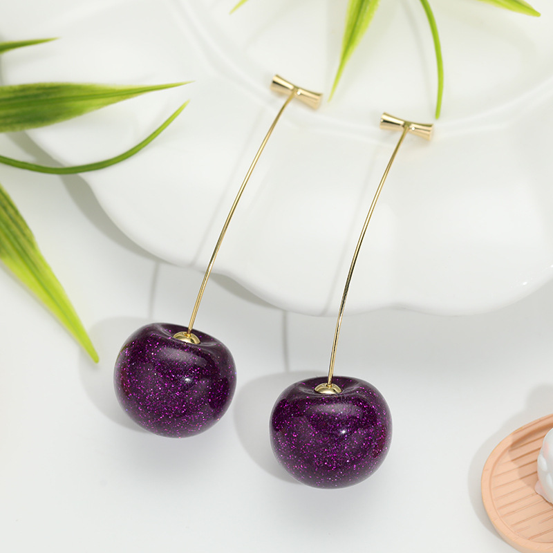 Aretes de cereza roja para mujer – colgante exquisito, fruta de imitación versátil, nuevo estilo