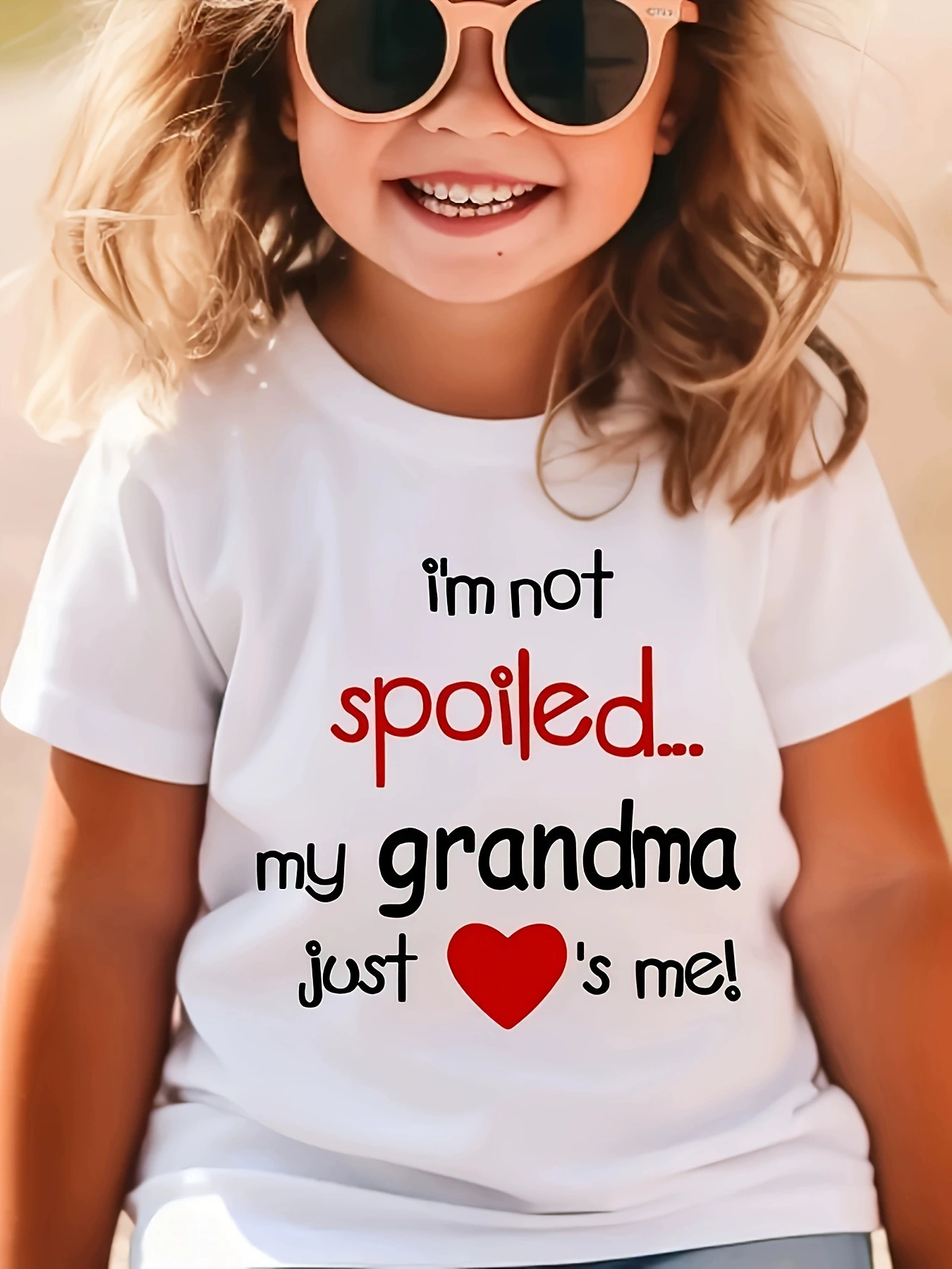 [1pc Девочья хлопковая футболка с круглым вырезом и надписью I'm Not Spoiled]