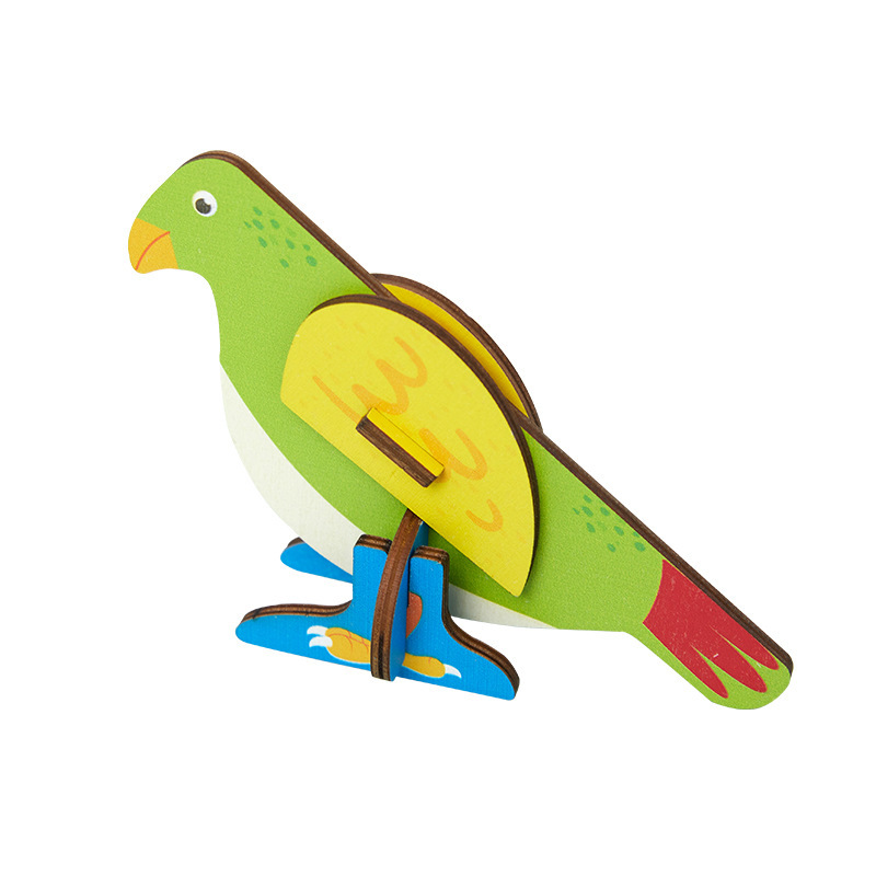 Venta al por mayor de madera 3D animal rompecabezas tridimensional bebé 2-3 años modelo animal educativo ensamblar bloques de construcción Juguetes