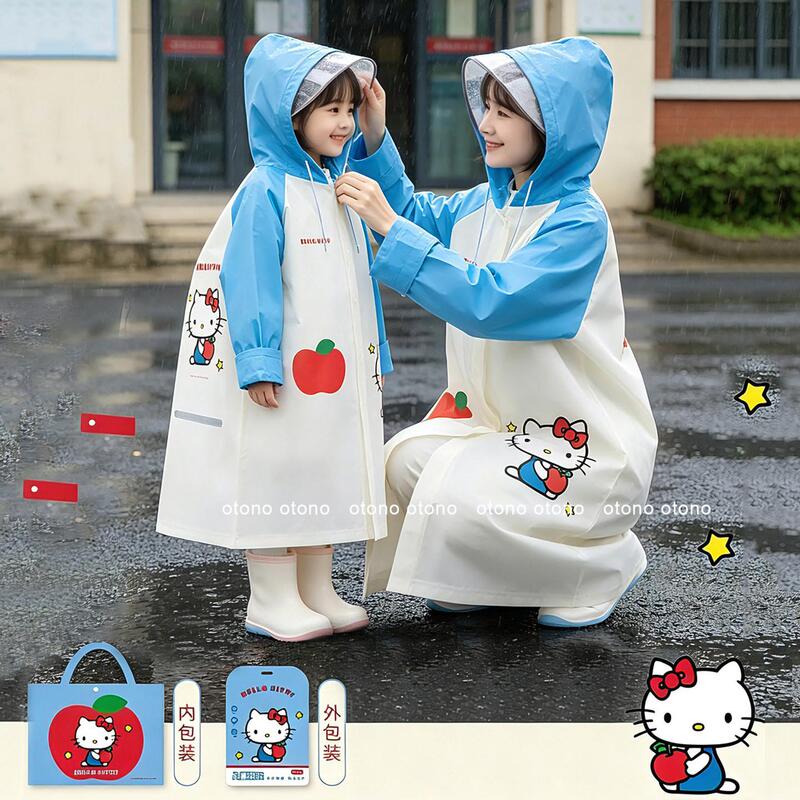 Authentic Hello Kitty cute women's raincoat for parent-child outings, cartoon KT cat with integrated backpack space Authentic Hello Kitty cute women's raincoat for parent-child outings, cartoon KT cat with integrated backpack space