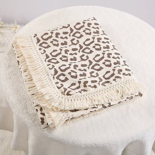 New European and American Children's Fringe Edge Printed Pure Cotton Blanket Baby Bath Towel Infant Blanket Stroller Cover Summer Cooling Blanket