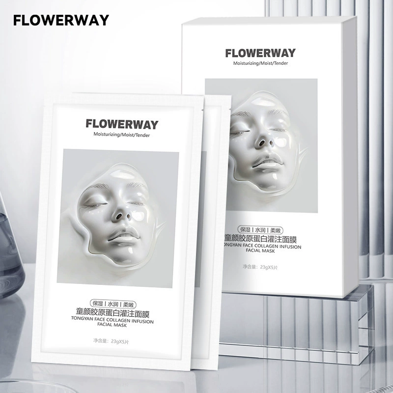 FLOWERWAY Коллаген, увлажняющая разглаживающая осветляющая маска для лица, выравнивание тона кожи