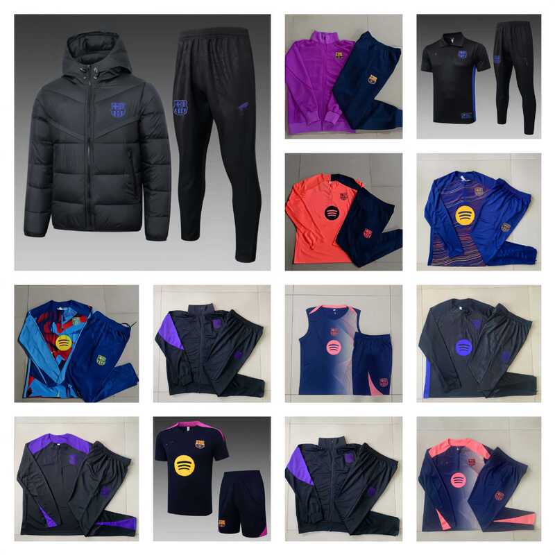 2526 Barcelona Football Training Suit Long Pull Suit Adult Half Pull Short-Sleeved Vest Kidsren's New Sports Suit