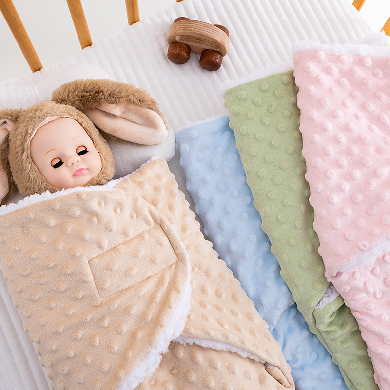 Bean Velvet Swaddle Newborn Autumn and Winter Double-Layer Thickeneded Sleeping Bag Baby Anti-Kick Quilt Baby Warm Wrap Wrap